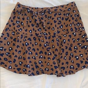 Vestique Brown and Navy Leopard Skirt - Large